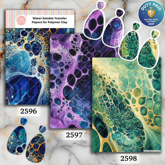 Organic Cells Transfer paper for polymer Clay Earring Making - Water Soluble Transfer Sheet 4x5.5 in
