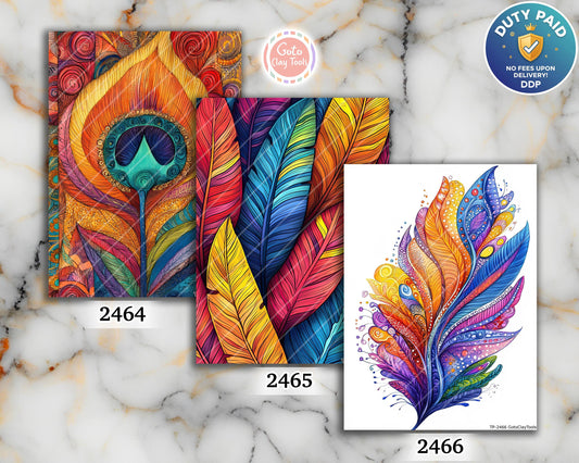 Peacock Zentangle Transfer Paper for Polymer Clay (4x5.5 inches)