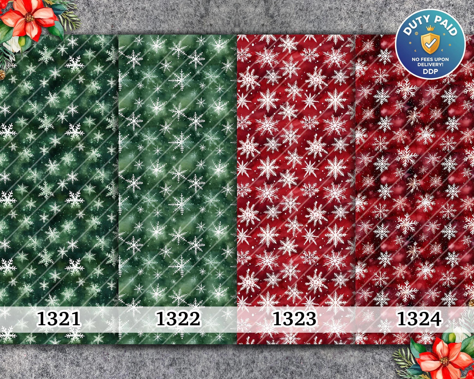 Christmas Snowflake Transfer Paper for Polymer Clay (4x5.5 inches)