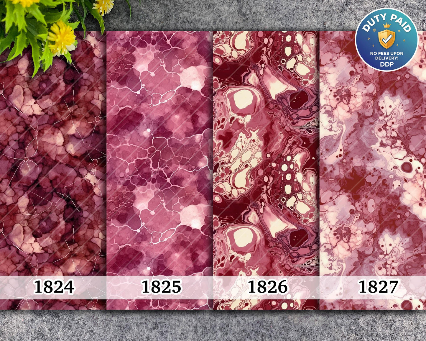 Wine Marble Polymer Clay Transfer Paper: Water Soluble Image Transfers