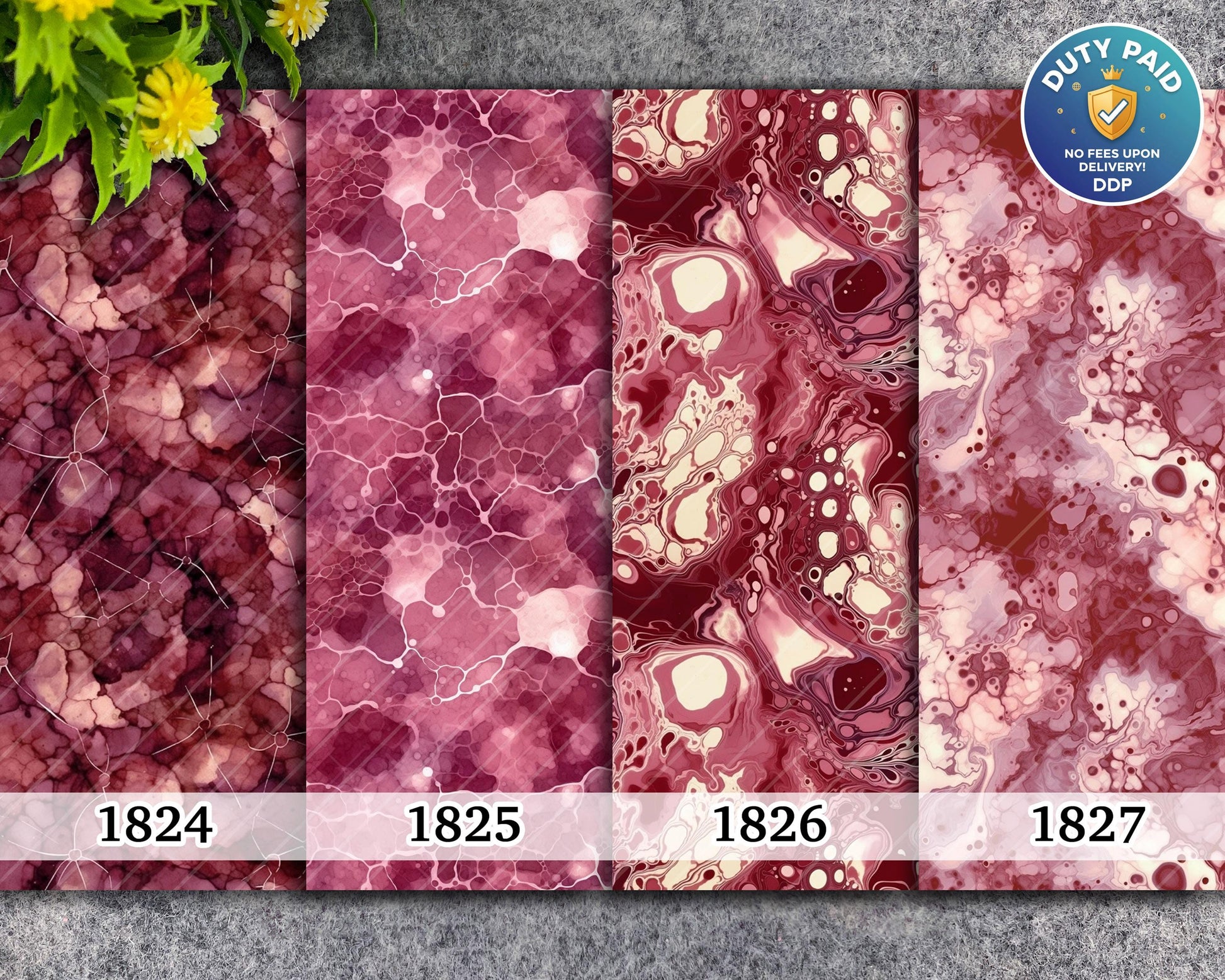 Wine Marble Polymer Clay Transfer Paper: Water Soluble Image Transfers