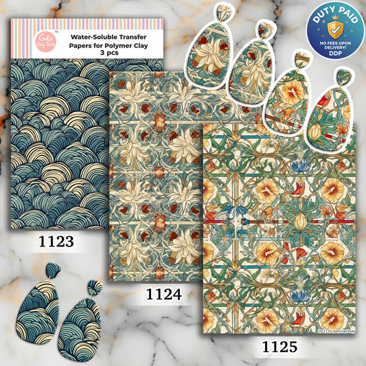 Vintage Ornamental Pattern Water Soluble Transfer Paper for Polymer Clay