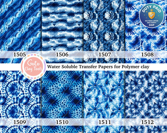 Navy Blue Tie Dye Transfer Paper for Polymer Clay (4x5.5 inches)