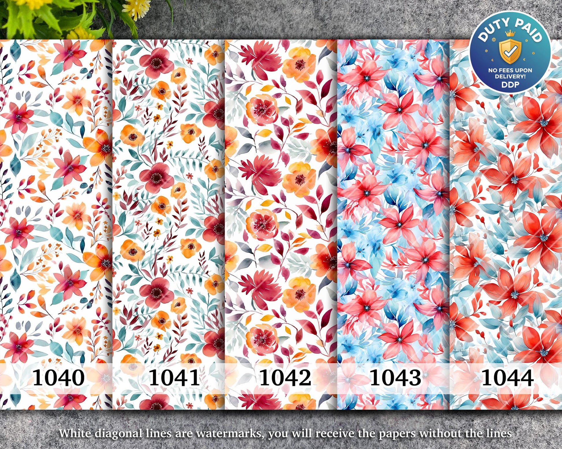 Watercolor Floral Transfer Paper for Polymer Clay