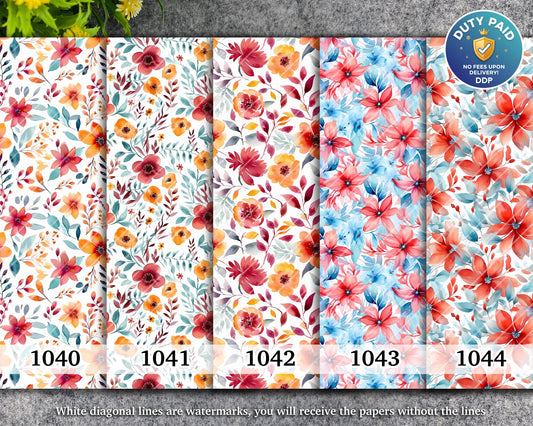 Watercolor Floral Transfer Paper for Polymer Clay