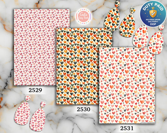 Watercolor Heart Polymer Clay Transfer Sheet (4x5.5 inches)