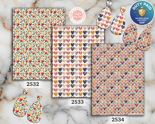 Watercolor Heart Polymer Clay Transfer Sheet: Valentine Design