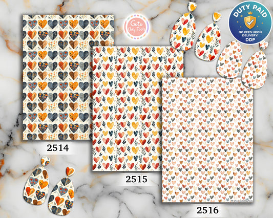 Watercolor Heart Polymer Clay Transfer Sheet: Valentine's Day Design