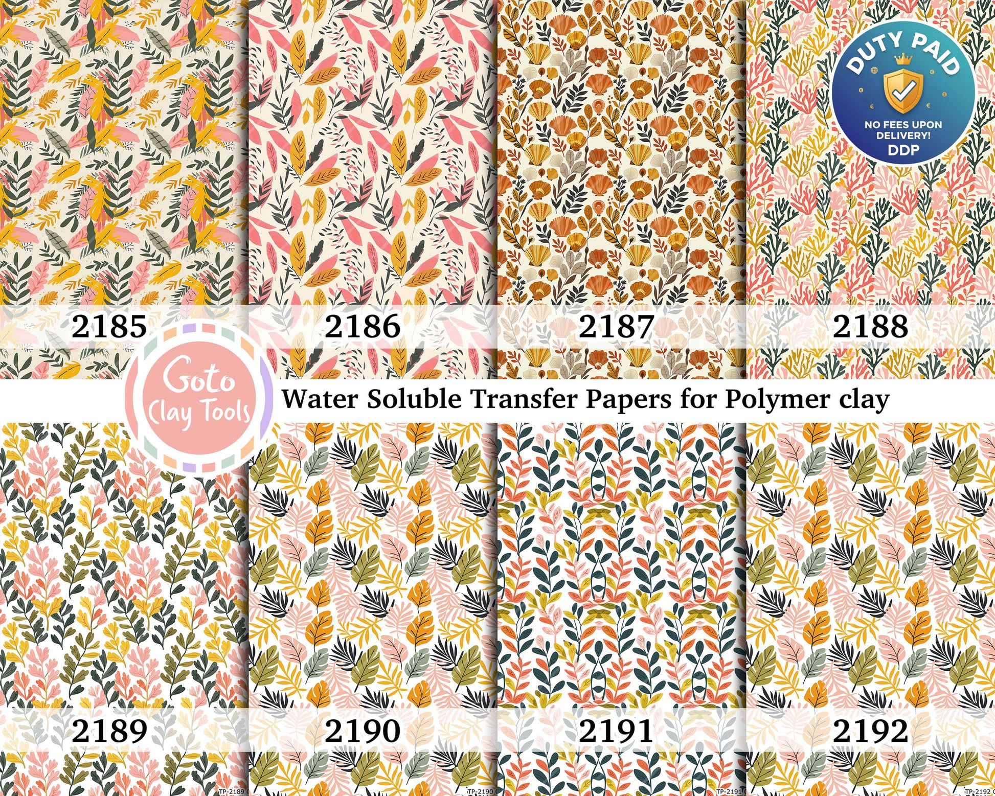Bohemian Leaves Polymer Clay Transfer Paper: Water Soluble (4x5.5 inches)
