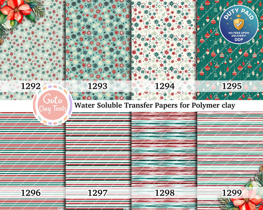 Water soluble Transfer paper for polymer clay, Christmas pattern, polymer clay image transfers, magic transfer paper