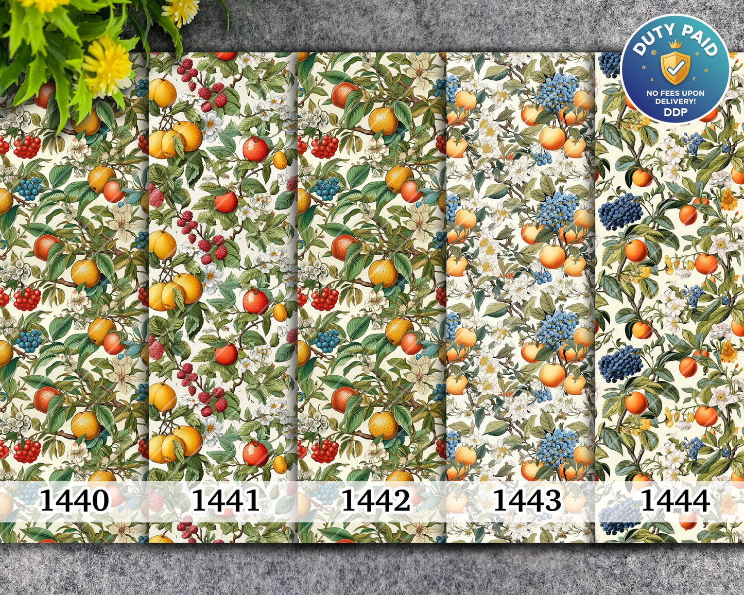 Vintage Fruit Pattern Transfer Paper for Polymer Clay (4x5.5 inches)