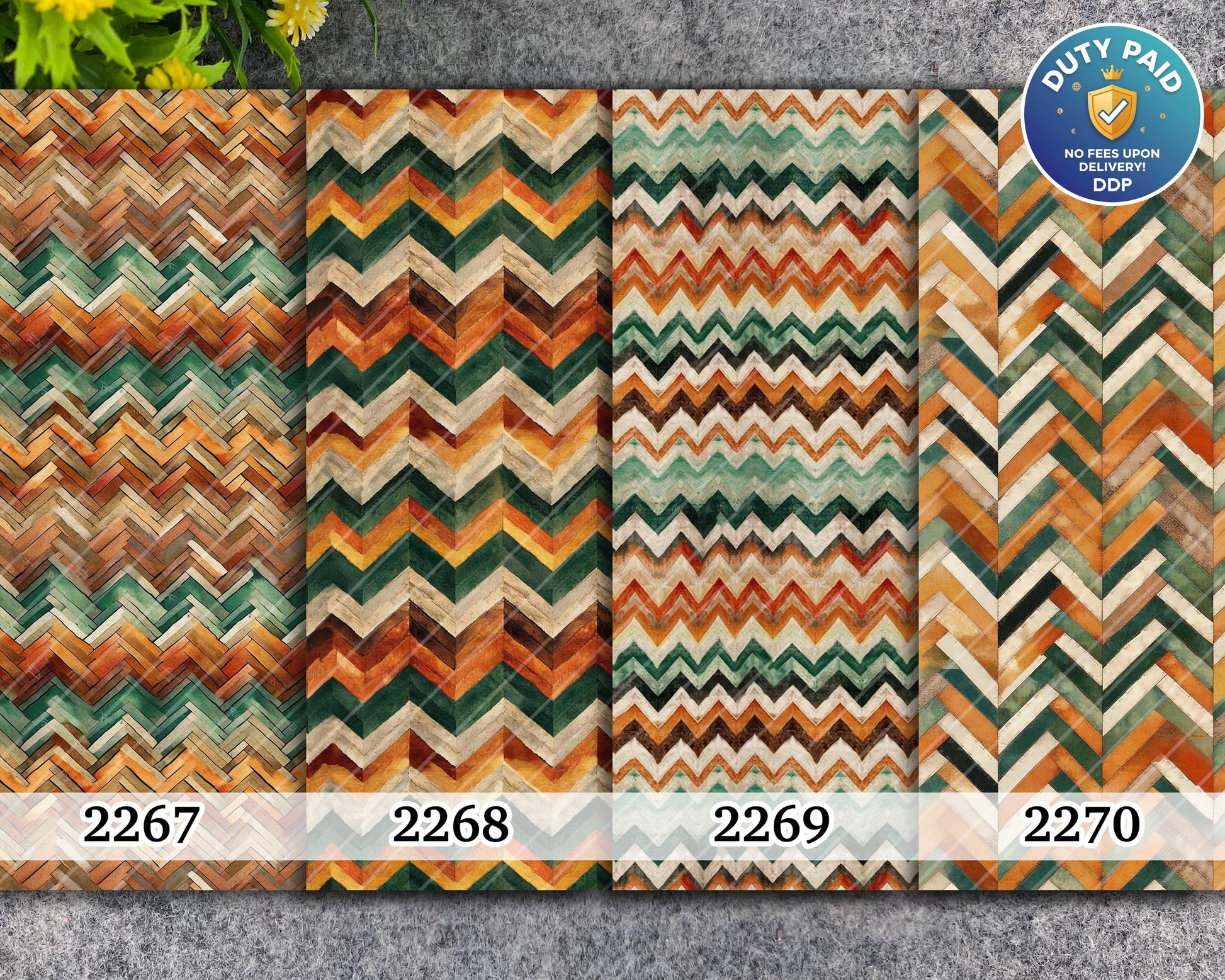 Earthy Chevron Polymer Clay Image Transfer Paper (4x5.5 inches)