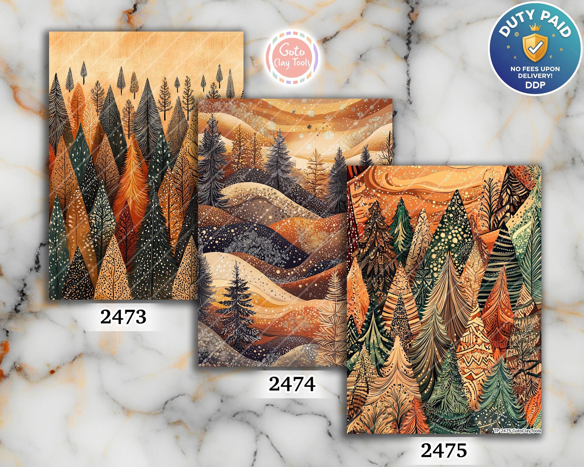 Earthy Zentangle Water Soluble Transfer Paper for Polymer Clay (4x5.5 inches)