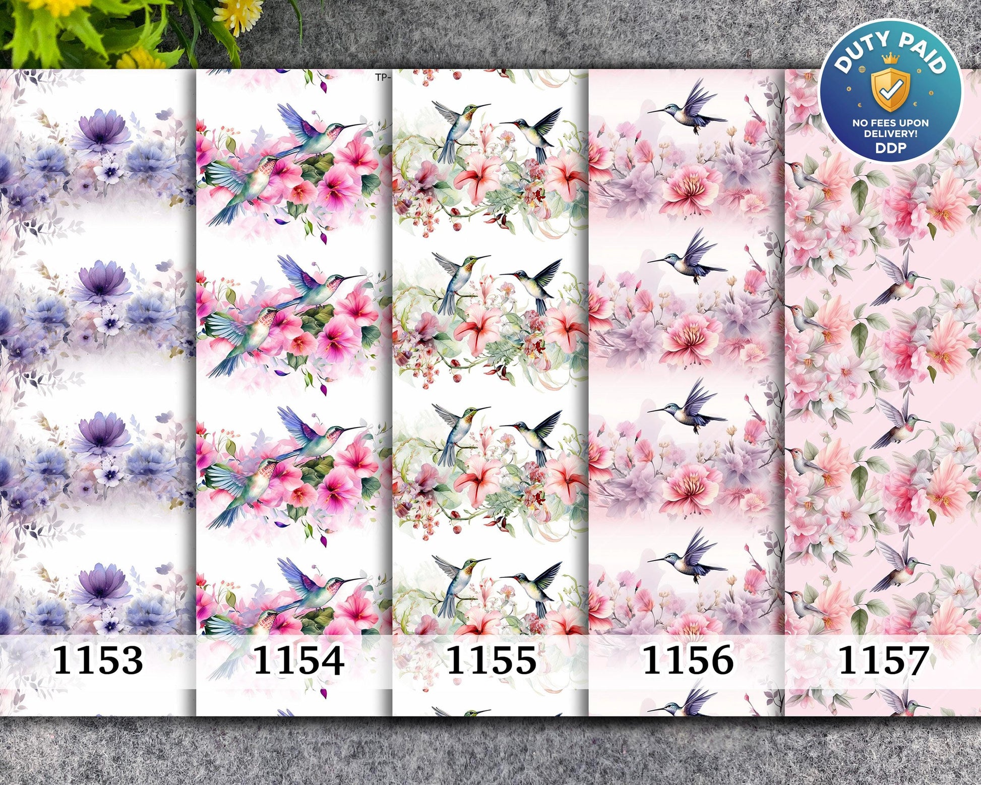Hummingbird Floral Transfer Paper for Polymer Clay (Water Soluble)