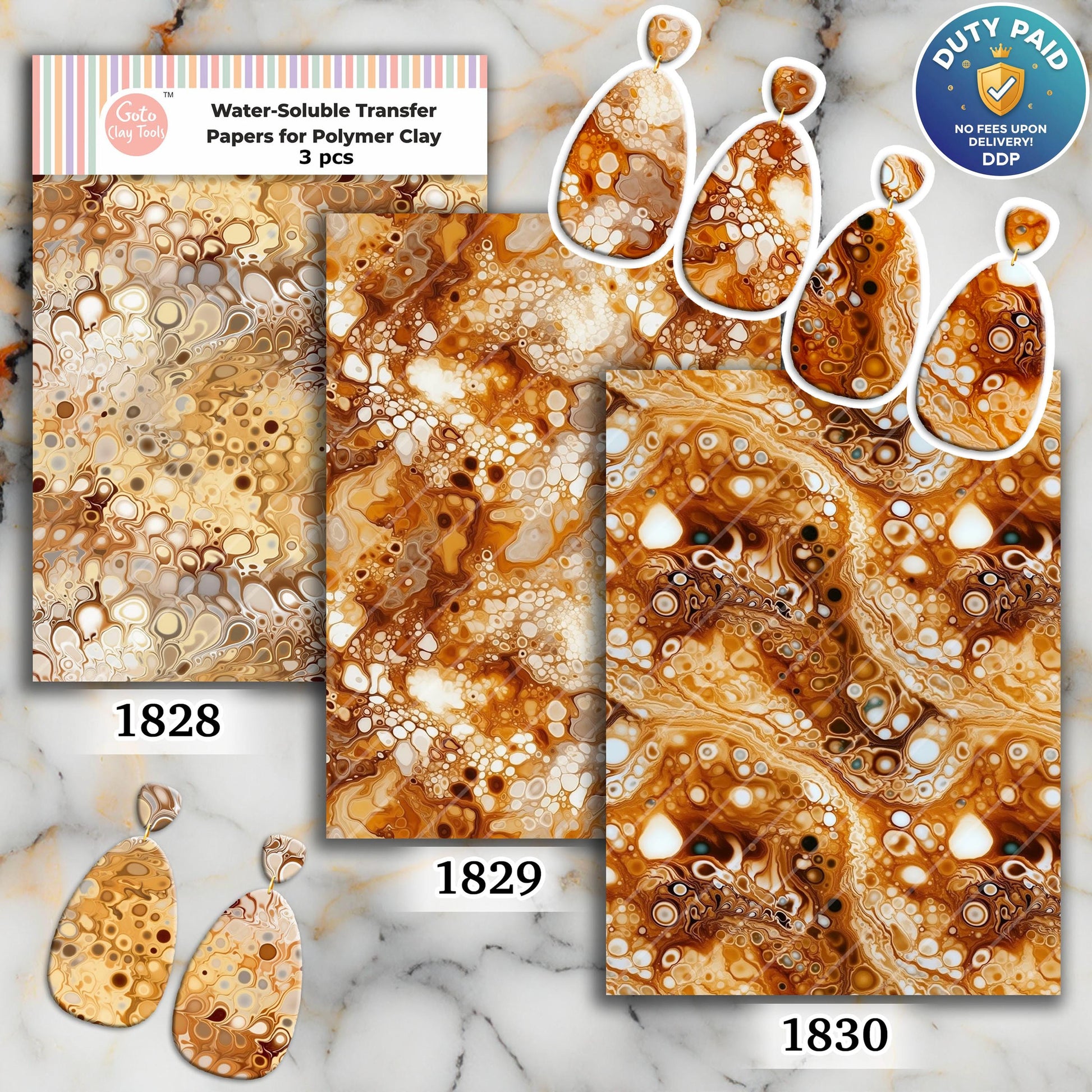 Coffee Marble Polymer Clay Transfer Paper: Water Soluble (4x5.5 inches)