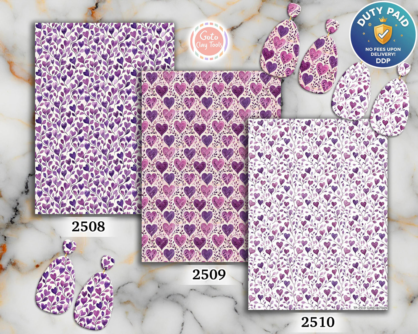 Purple Heart Vine Polymer Clay Transfer Sheet (4x5.5 inches)