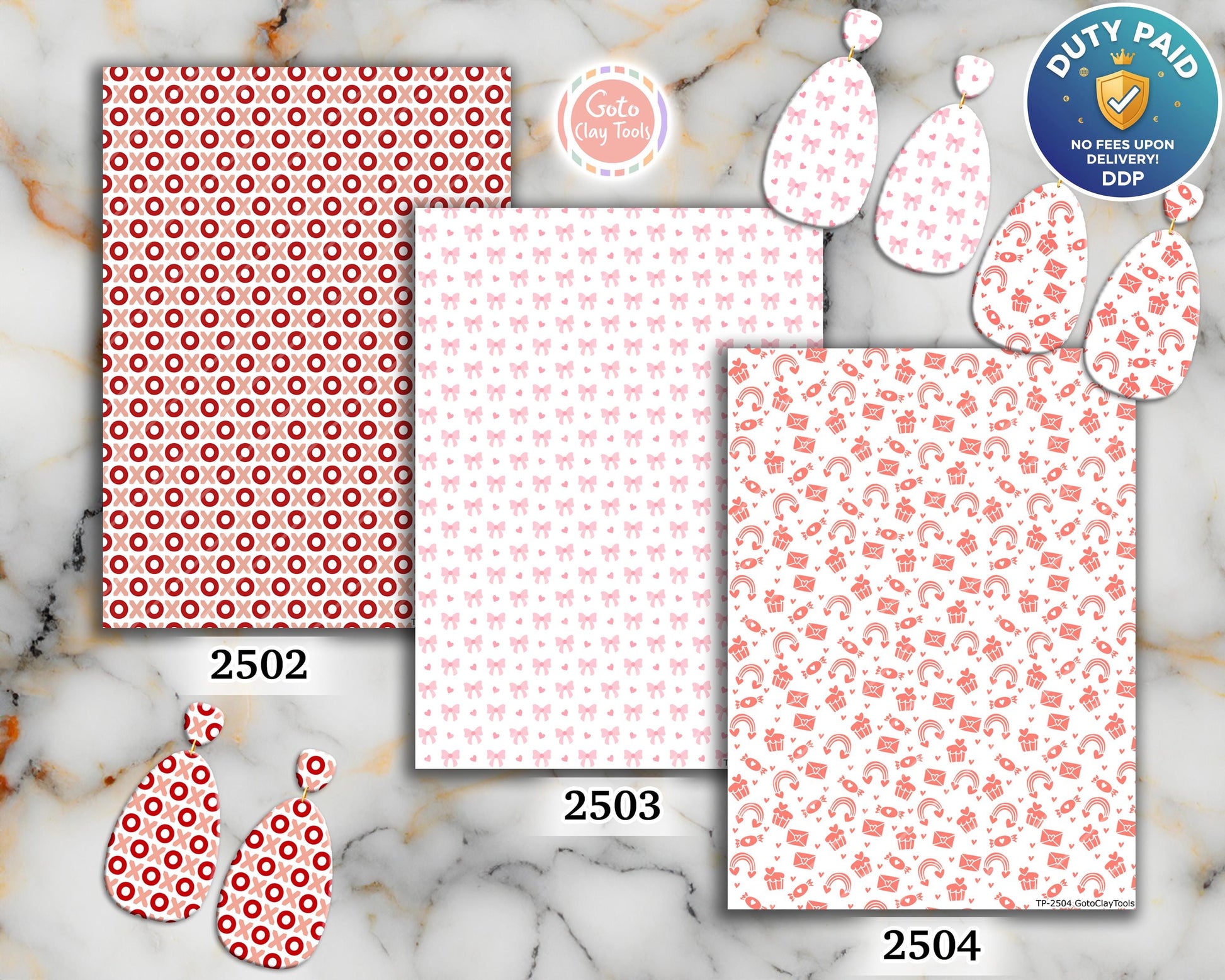 Valentine Polymer Clay Transfer Sheet: XOXO, Hearts (Water Soluble)