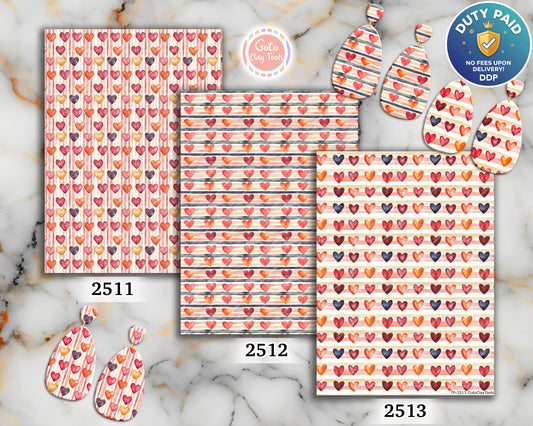 Heart Stripes Polymer Clay Transfer Sheet: Valentine Clay Image (4x5.5 inches)