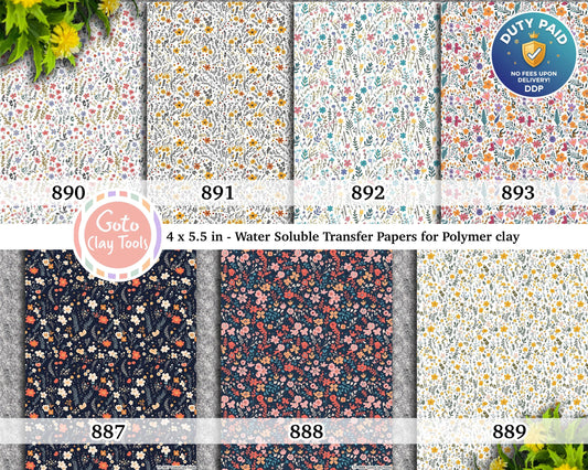 Ditsy Floral Transfer Paper for Polymer Clay (4x5.5 inches)