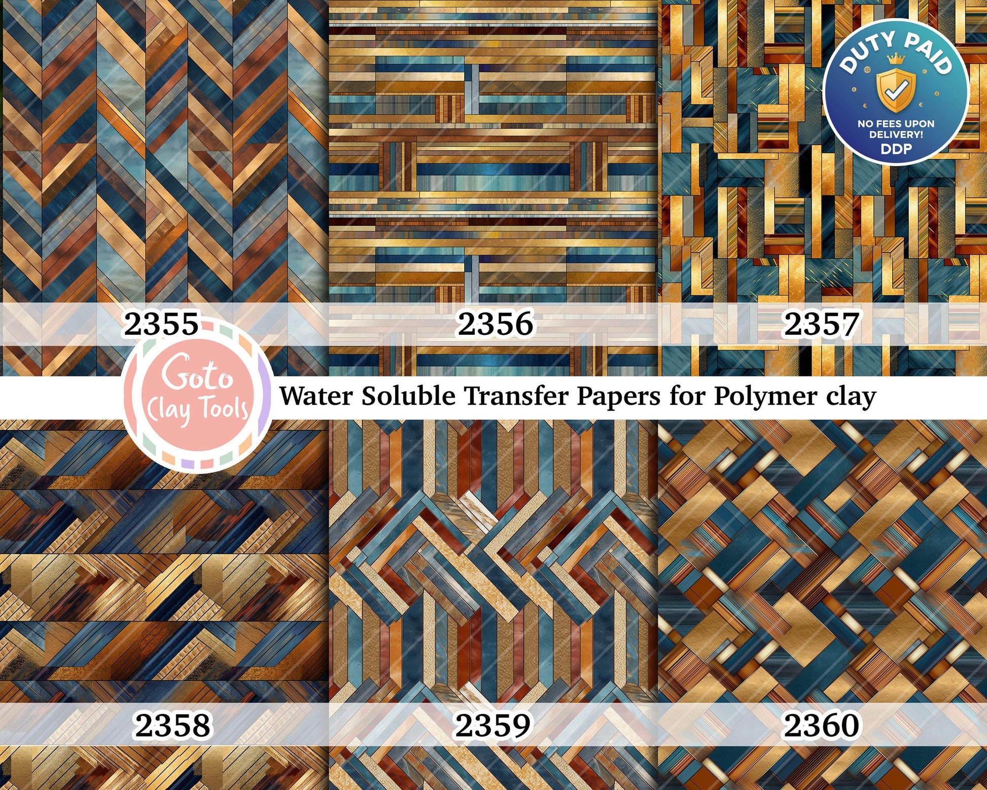 Teal & Brown Wood Floor Polymer Clay Transfer Paper (4x5.5)