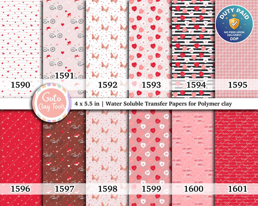 Valentine Water soluble Transfer paper for polymer clay, hand holding, love heart, polymer clay image transfers, magic transfer paper