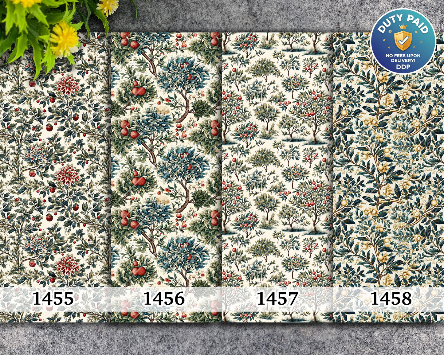 Vintage Orange Trees Pattern Transfer Paper for Polymer Clay (4x5.5 inches)