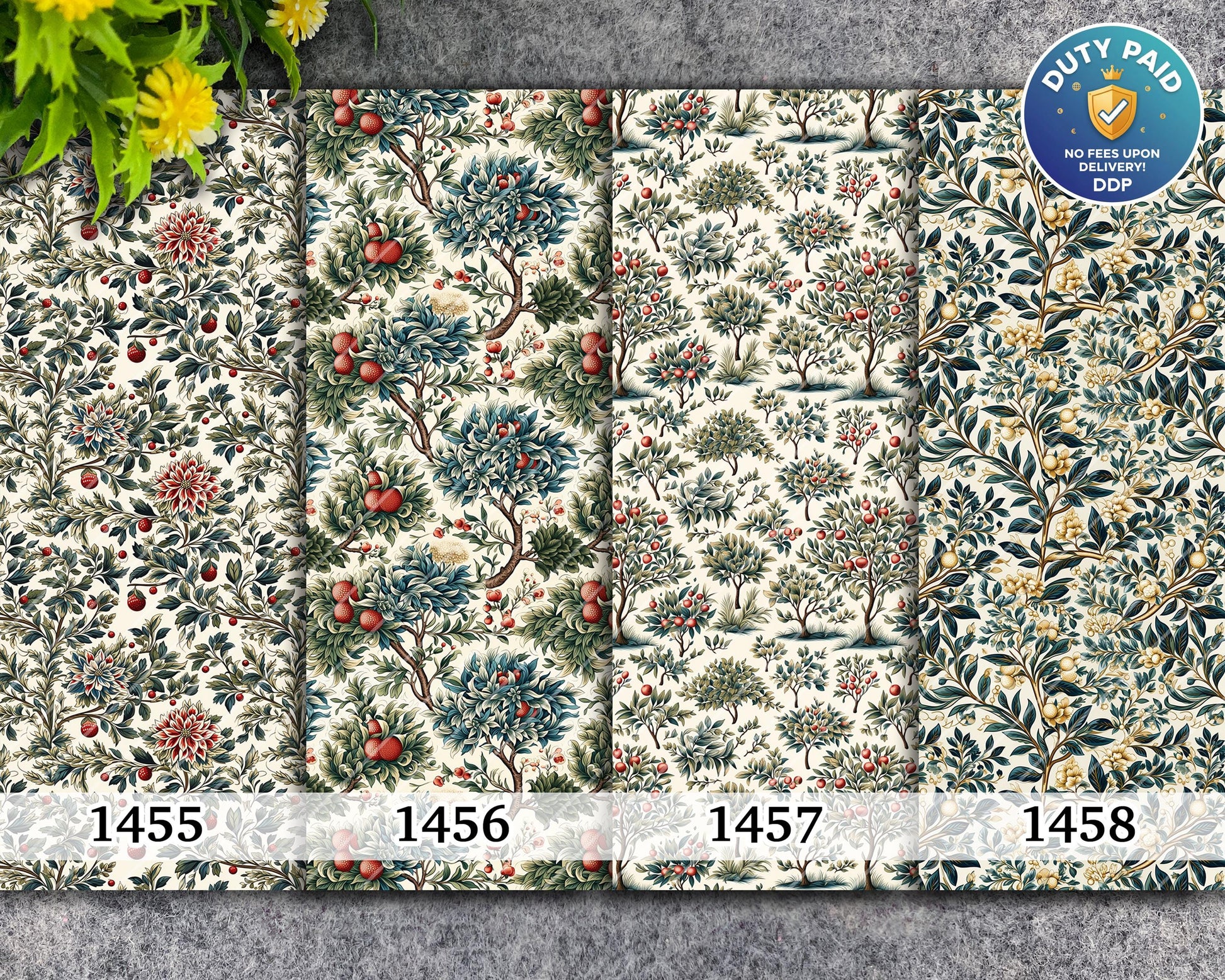 Vintage Orange Trees Pattern Transfer Paper for Polymer Clay (4x5.5 inches)
