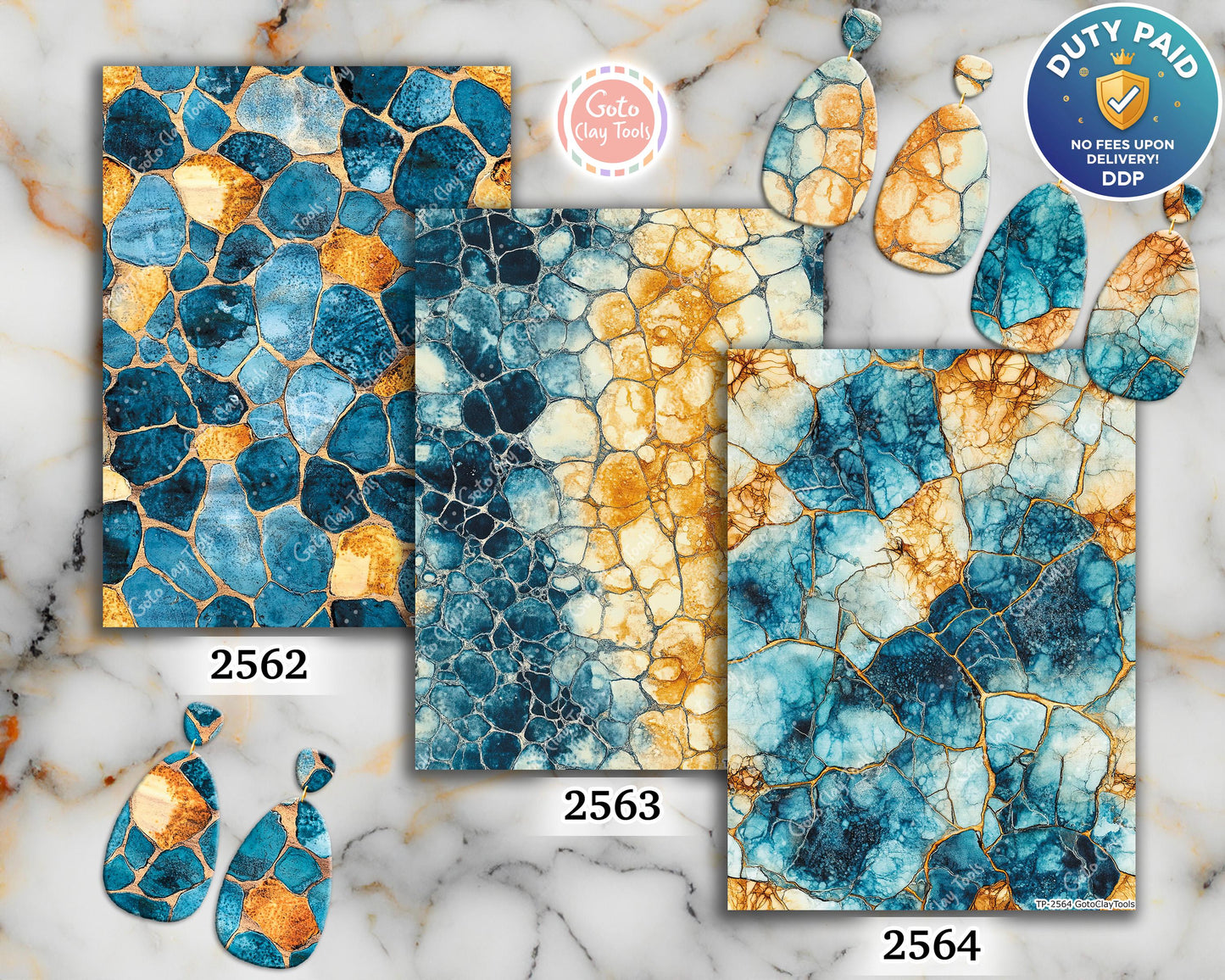 Blue Brown Stone Polymer Clay Transfer Paper (4x5.5 inches)