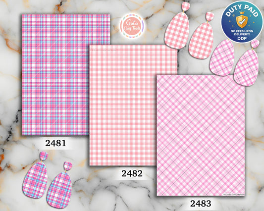 Pink Plaid Polymer Clay Transfer Sheet: Valentine Tartan (4x5.5 inches)