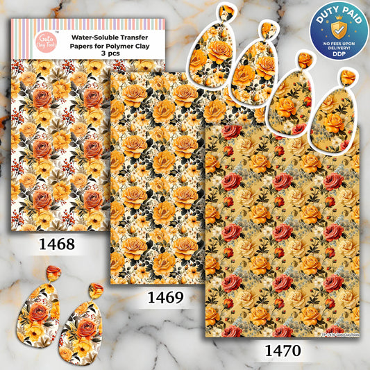 Yellow & Orange Rose Water Soluble Transfer Paper for Polymer Clay