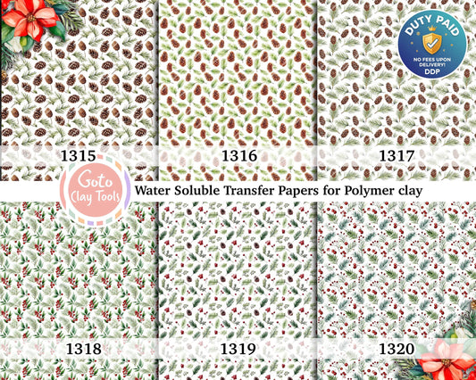 Water soluble Transfer paper for polymer clay, Christmas pattern, polymer clay image transfers, magic transfer paper