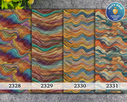 Water soluble Transfer paper for polymer clay, Colorful abstract waves pattern, polymer clay image transfers, magic transfer paper