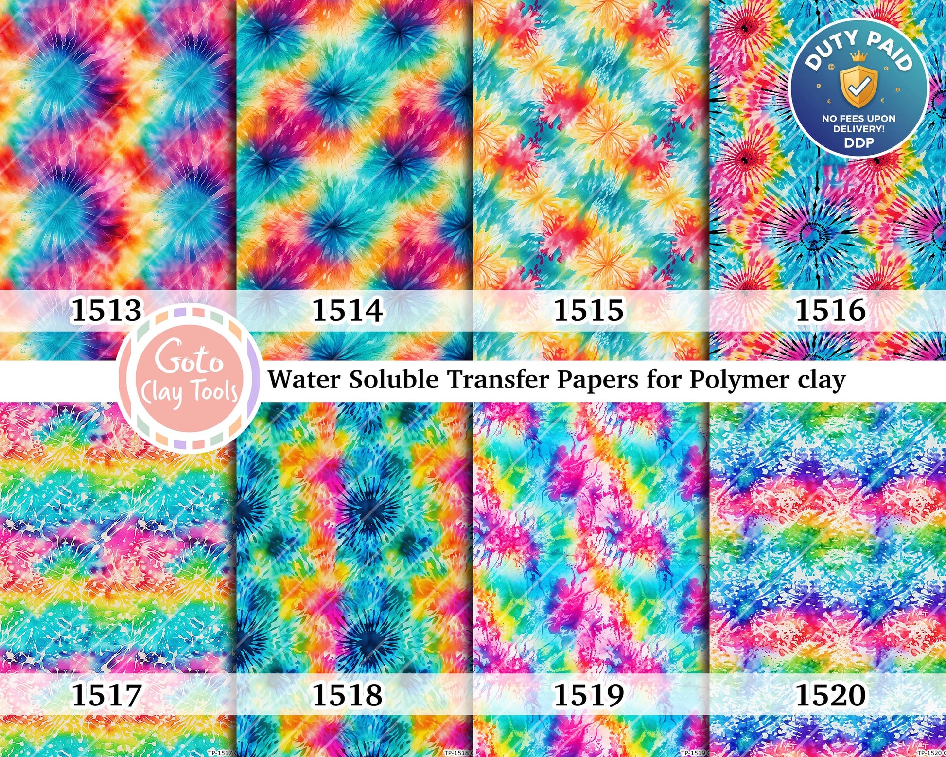 Water soluble Transfer paper for polymer clay, Rainbow tie dye, polymer clay image transfers, magic transfer paper