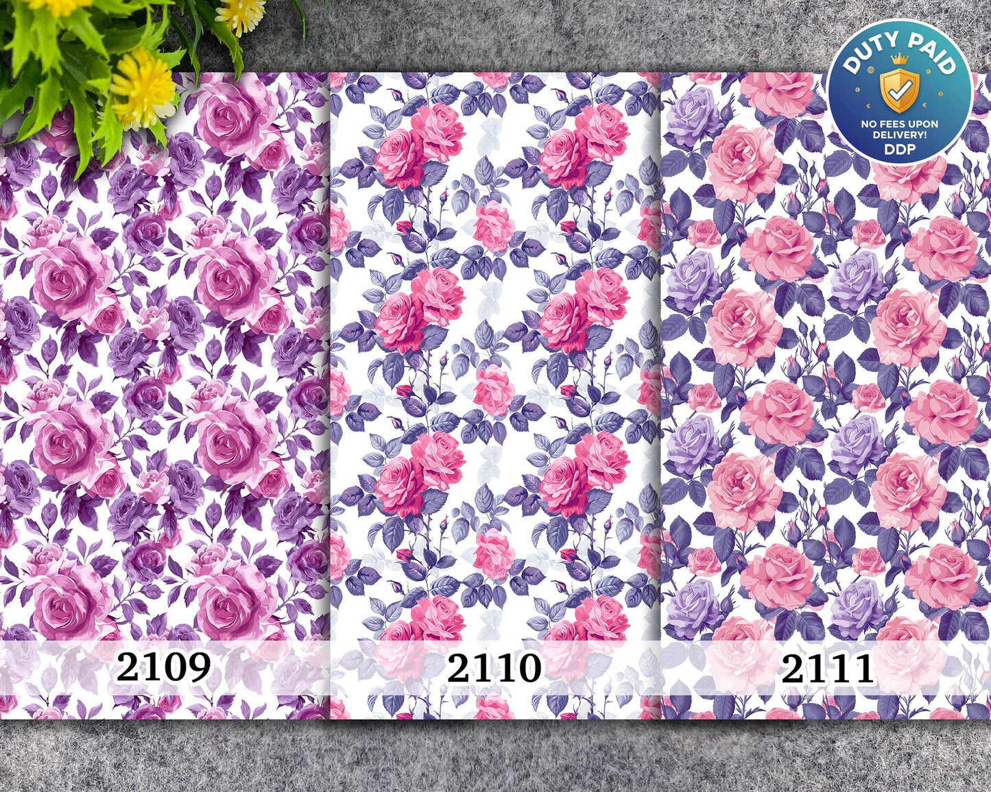 Water soluble Transfer paper for polymer clay, Purple and pink rose floral pattern , polymer clay image transfers, magic transfer paper