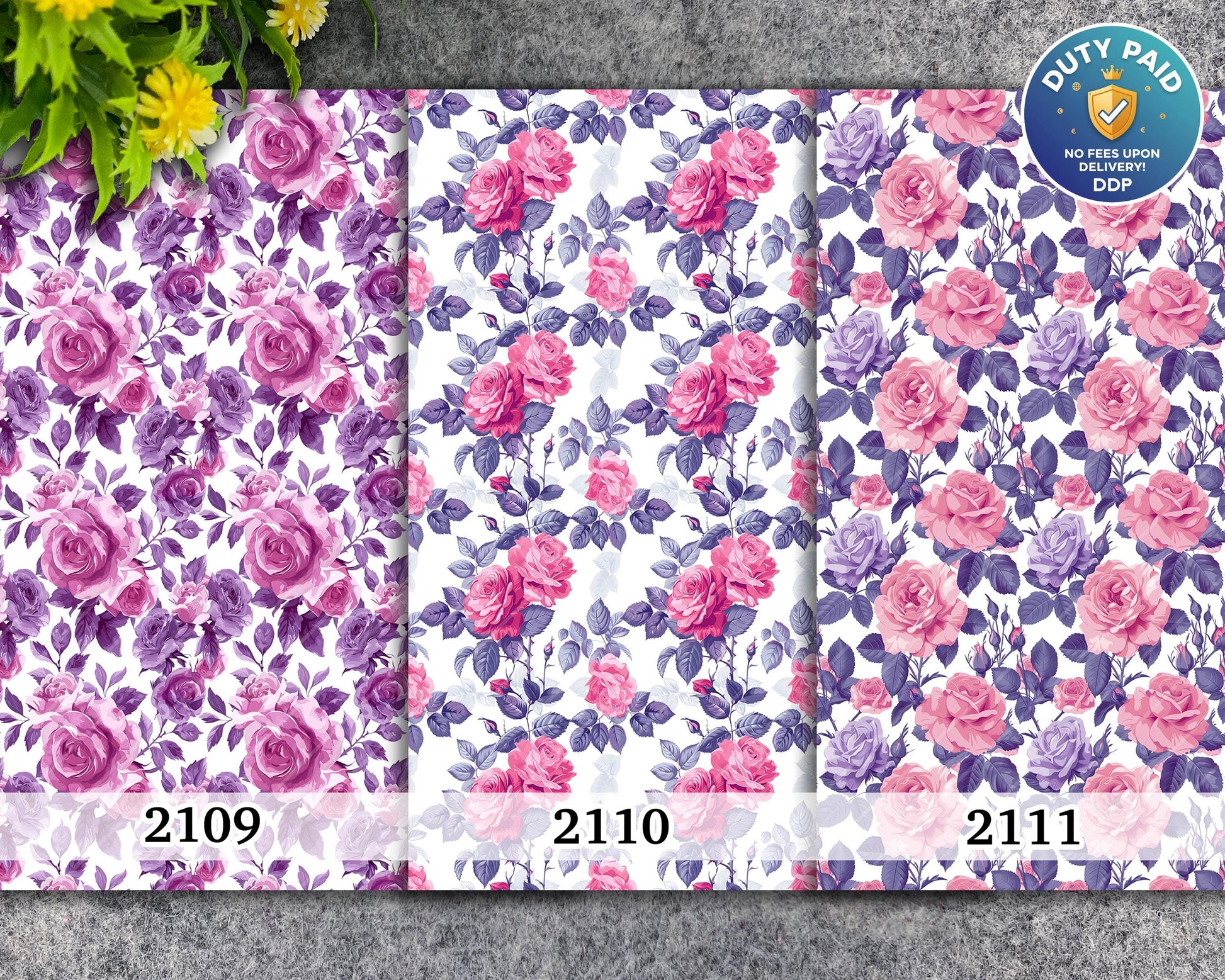 Water soluble Transfer paper for polymer clay, Purple and pink rose floral pattern , polymer clay image transfers, magic transfer paper