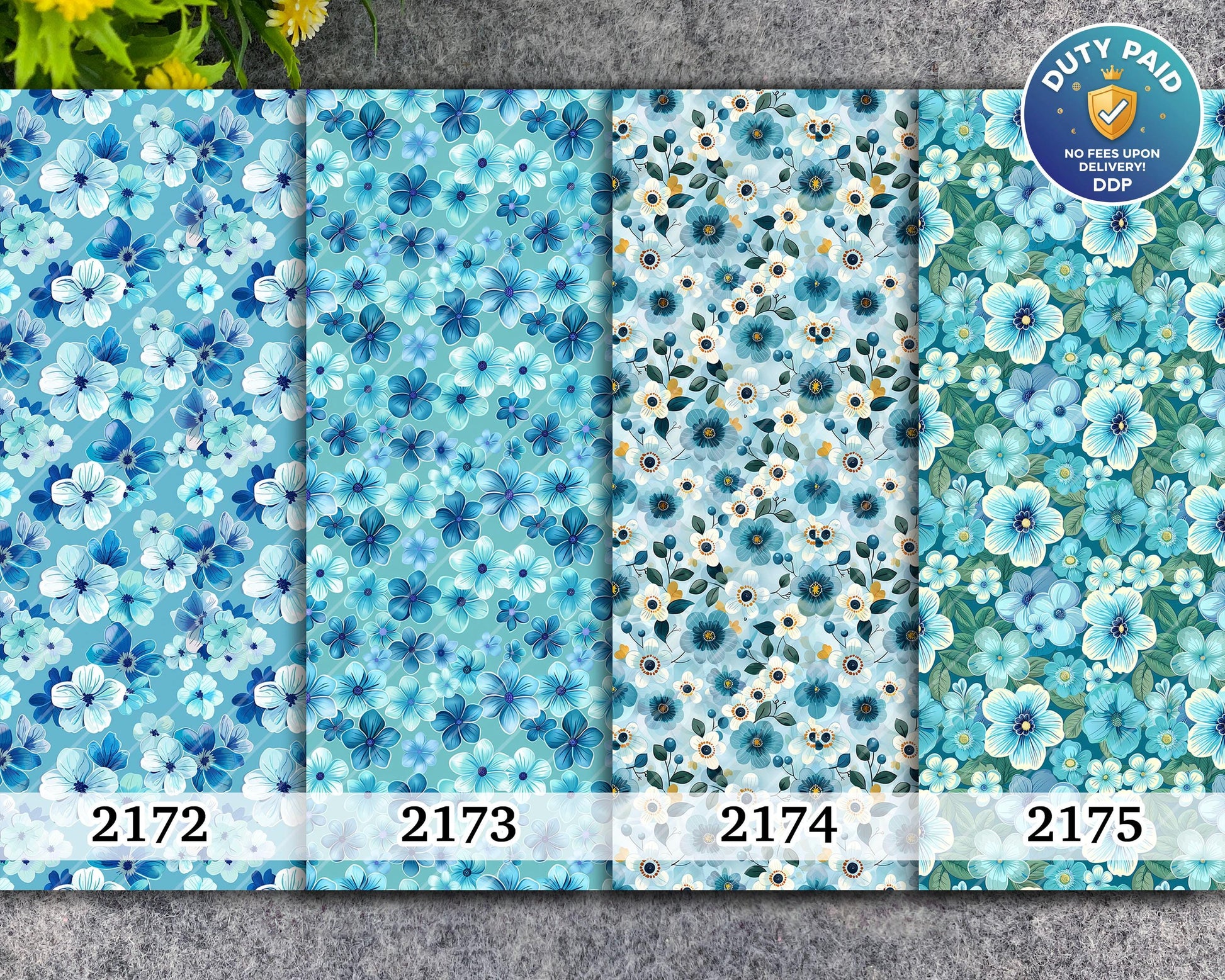 Water soluble Transfer paper for polymer clay, Blue floral pattern, polymer clay image transfers, magic transfer paper