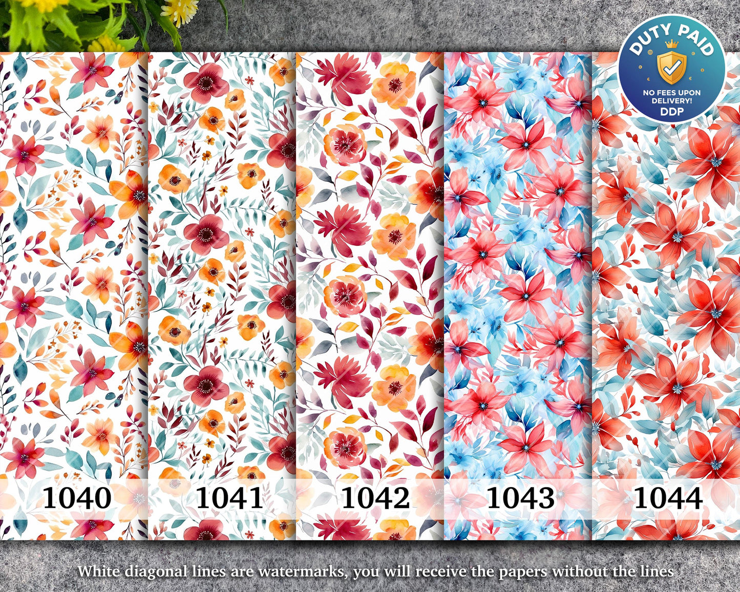 Watercolor Floral Transfer Paper for Polymer Clay