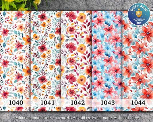 Water soluble Transfer paper for polymer clay, Watercolor floral pattern, polymer clay image transfers, magic transfer paper