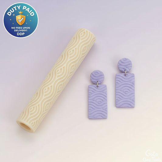 Waves Texture Roller for Polymer Clay Earrings | Clay Texture Roller | Pottery Roller | Clay Texture Tool | Hand Roller