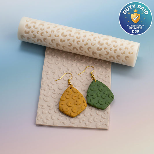 Leopard Texture Roller for Polymer Clay Earrings | Clay Texture Roller | Pottery Roller | Clay Texture Tool | Hand Roller