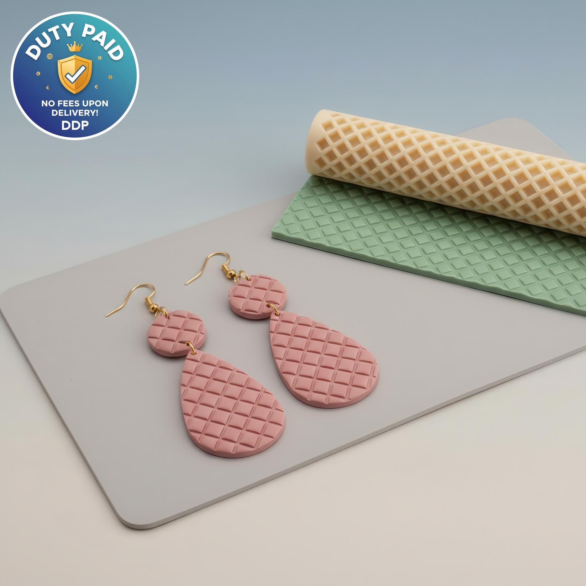 Cross Line Texture Roller for Polymer Clay: 10cm PLA Tool