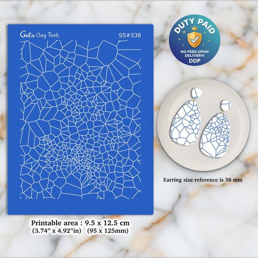 Crackle Silkscreen for Polymer Clay Earrings: Clay Stencil, Jewelry Making SS#538