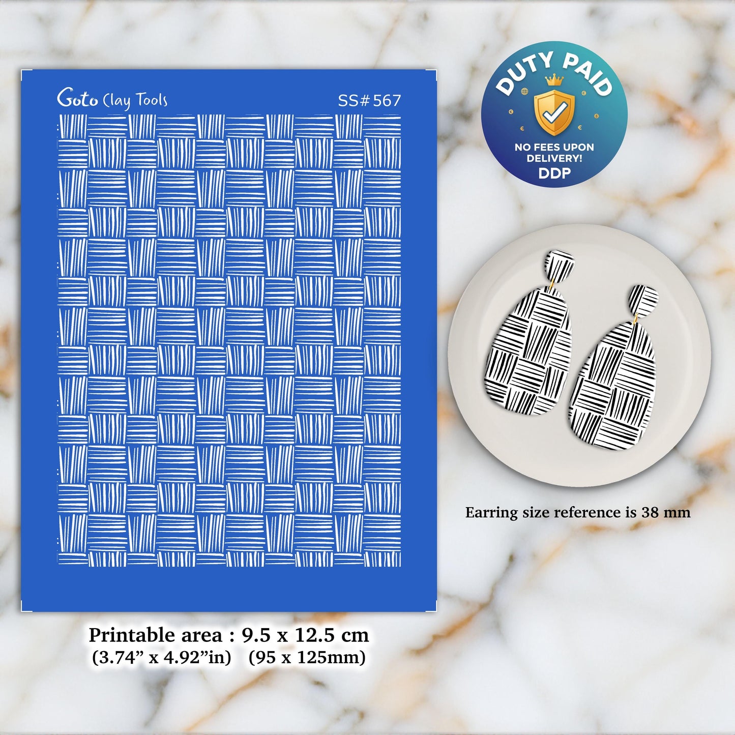 Criss Cross Silkscreen for Polymer Clay Earrings: 3.74" x 4.92" SS#567