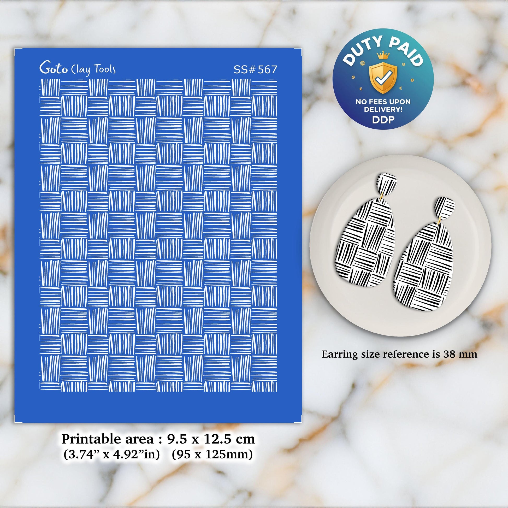 Criss Cross Silkscreen for Polymer Clay Earrings: 3.74" x 4.92" SS#567