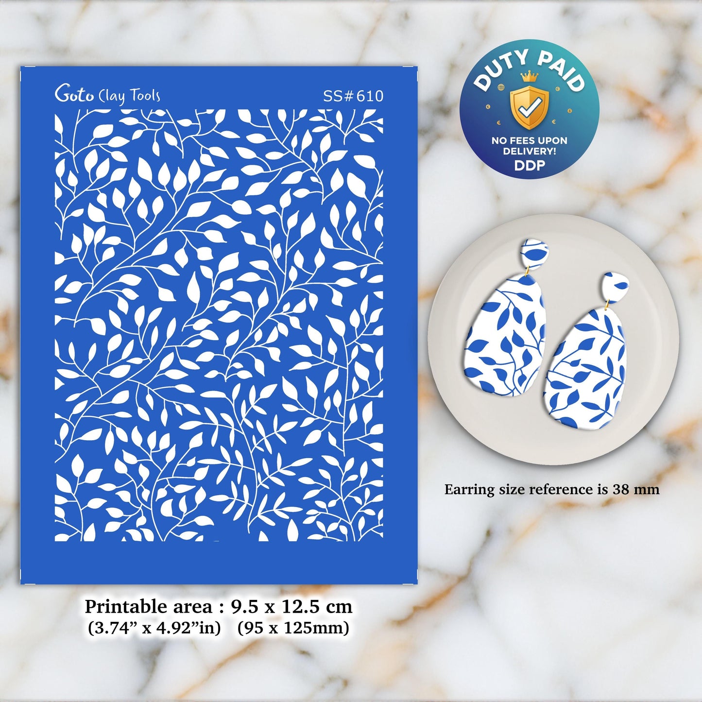 Leaves Silkscreen for Polymer Clay Earring making, Clay Stencils, Clay Earring Silkscreen, Polymer Clay Supplies SS#610