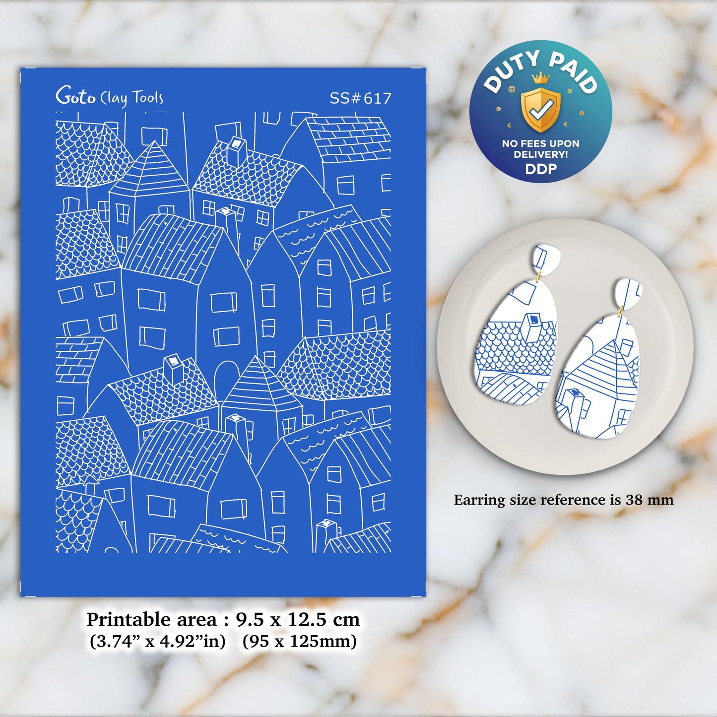 Building Silkscreen for Polymer Clay Earrings: Clay Stencil (3.74x4.92" Printable Area) SS#617