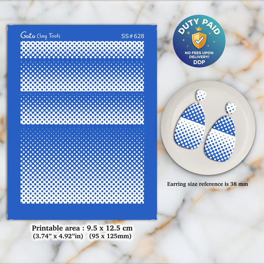 Halftone gradient Silkscreen for Polymer Clay Earring making, Clay Stencils, Clay Earring Silkscreen, Polymer Clay Supplies SS#628