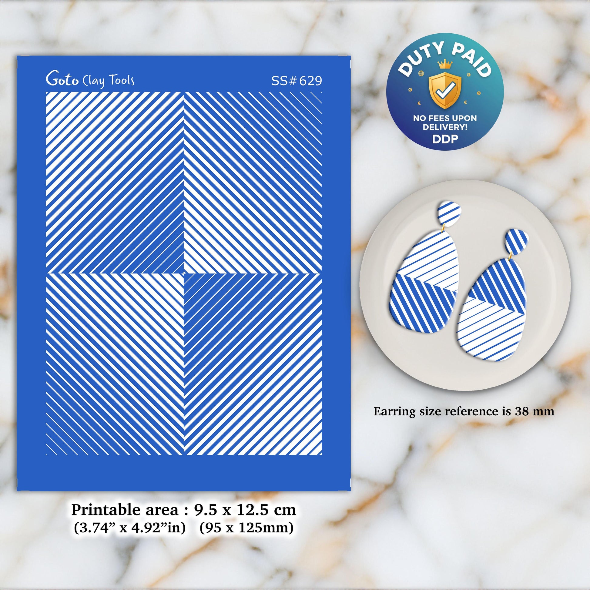 Gradient Silkscreen for Polymer Clay Earrings: Clay Stencil (3.74x4.92" Printable Area) SS#629