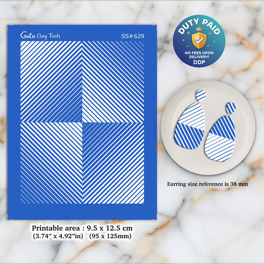 Gradient Silkscreen for Polymer Clay Earrings: Clay Stencil (3.74x4.92" Printable Area) SS#629