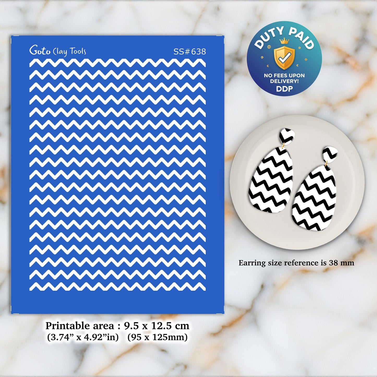 Chevron Silkscreen for Polymer Clay Earrings: Jewelry Making Stencil SS#638